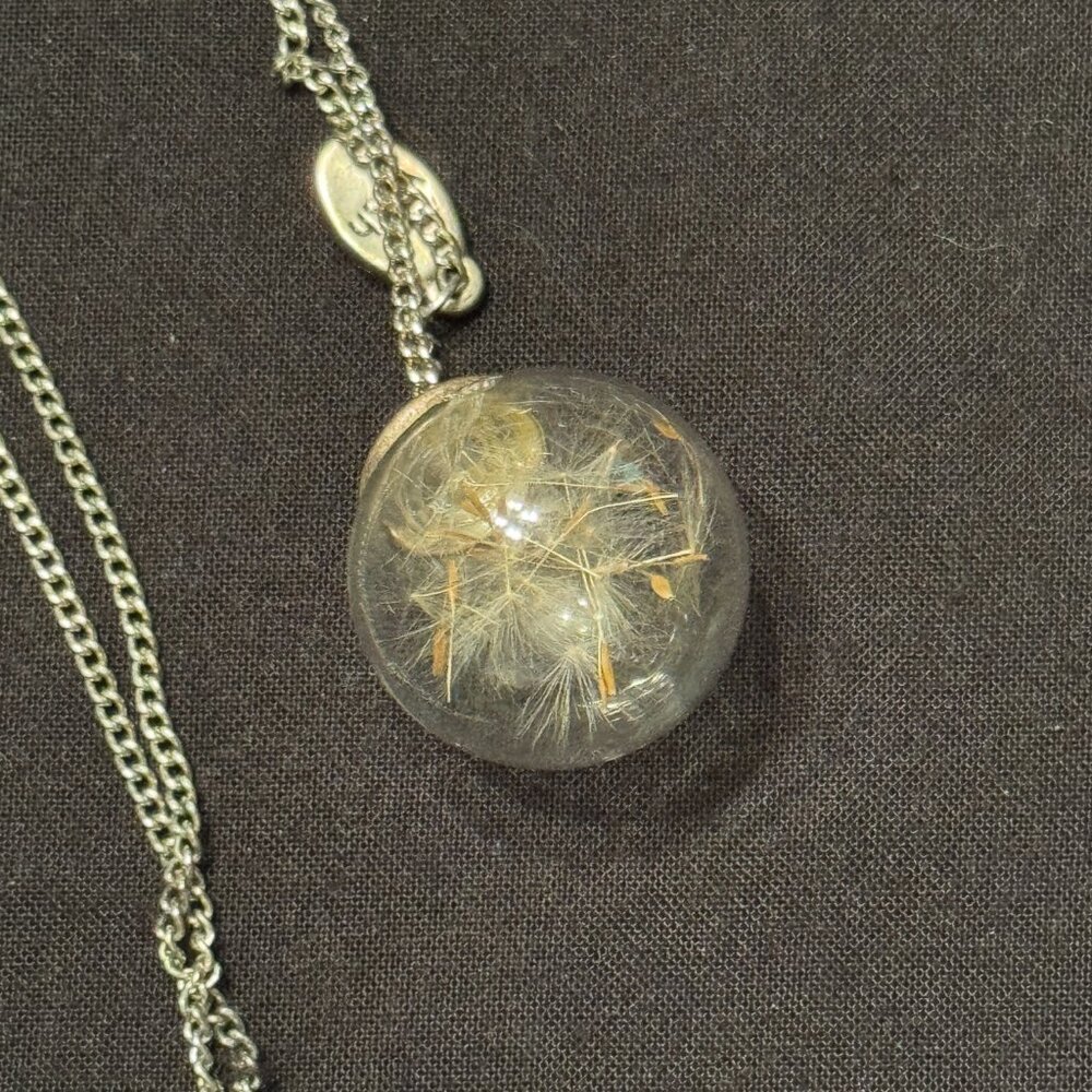 Vintage Fashion Necklace Make a Wish Dandelion Wisps Globe